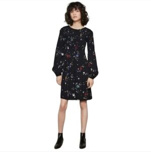 Maje Reskita Swallow Novelty Print Bird Dress Party Whimsical Quirky Camp Retro